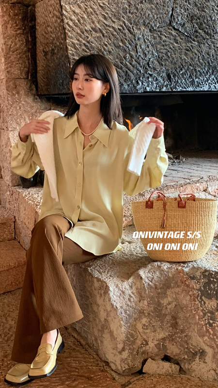 [onivinage Ernie] simple texture, niche loose shirt od222s4338# zxl