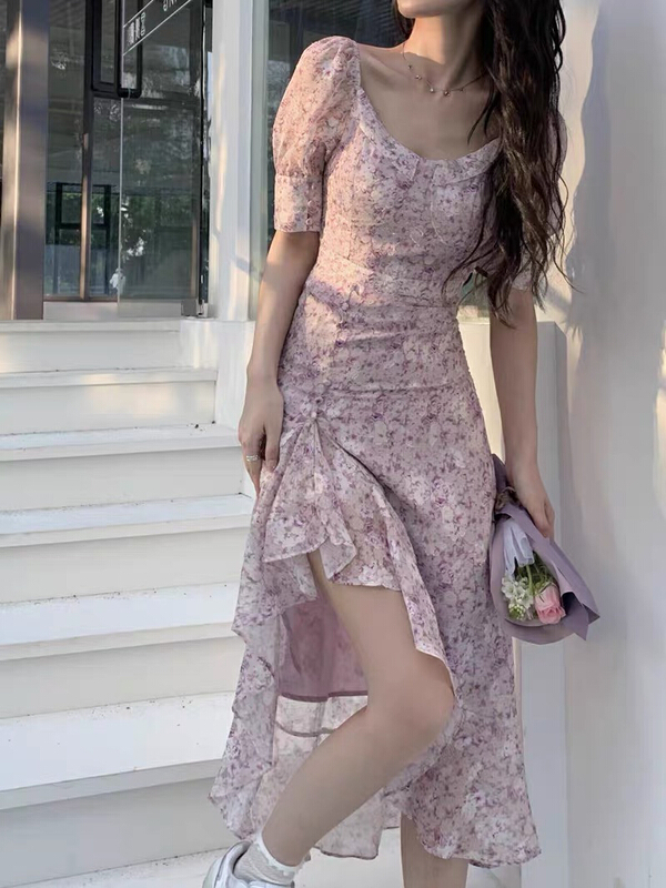 [Huaxi] romantic irregular slit dress 9011# PCZ