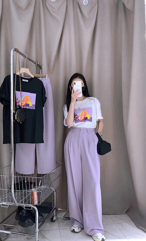 [bubble] Korean oil painting printed fruit short sleeve T-shirt 22t091# ozq