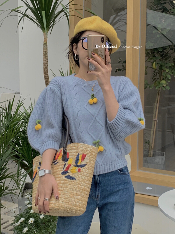goods in stock! New year in early spring! [B plus] handmade hook flower lovely cherry sweater 22-902-2# HBx