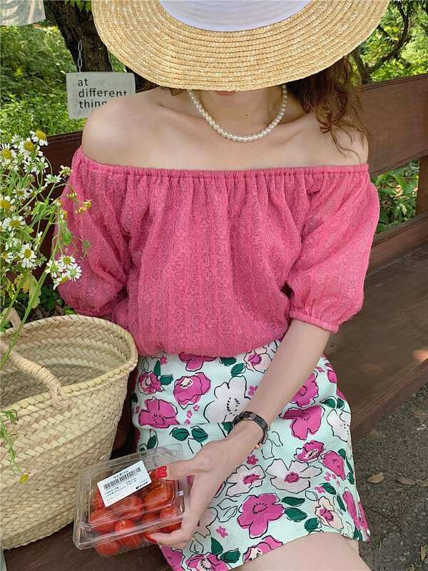 [m-canvas] off shoulder nylon temperament blouse (only selling blouses) t8267# lwy
