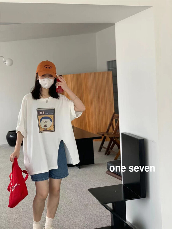【ONE SEVEN】圓領寬鬆百搭短袖T恤  5053#  XYY