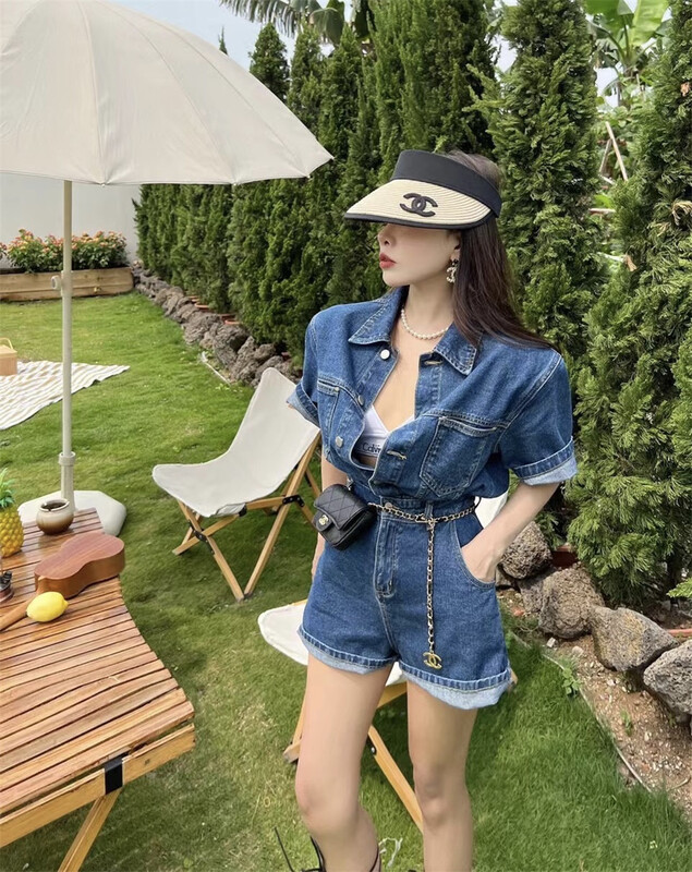 [ala] Korean slim, loose and versatile denim Jumpsuit (without belt) 8216# JJ