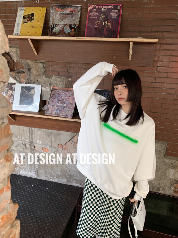 New year in early spring! [at] halo dyeing and color contrast air compression letter sweater 56859# LSL