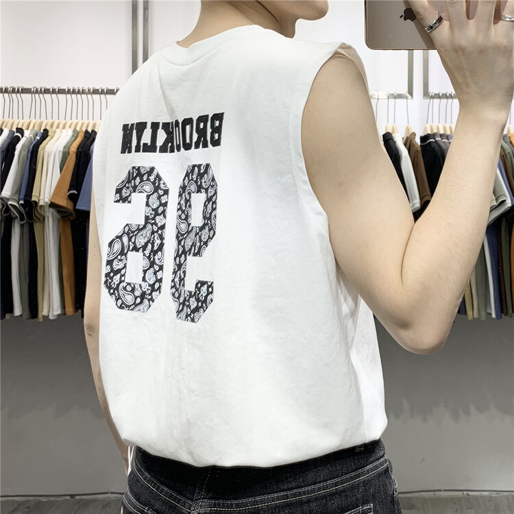 [wild club] letter printed casual vest b7729# ZZL