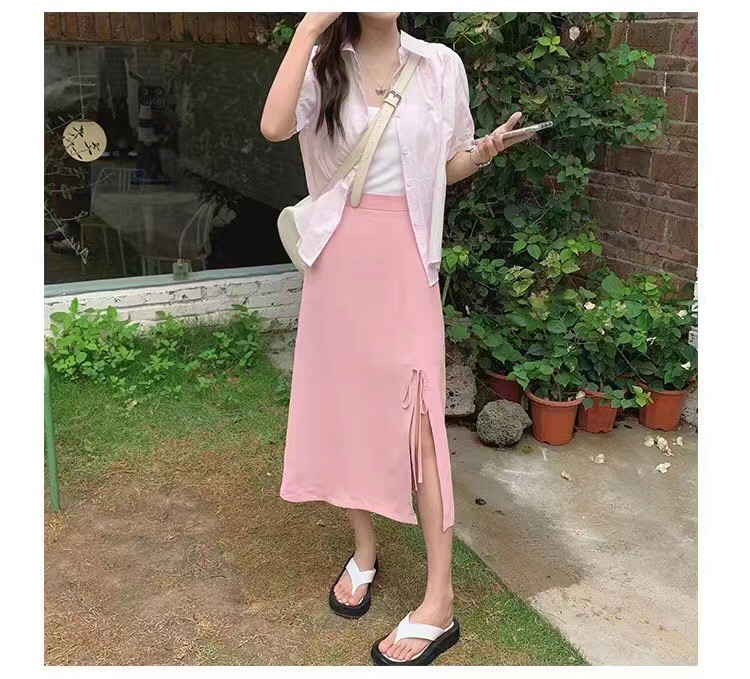 New in early spring! "Tongtong" temperament strap solid color skirt 992# HJY