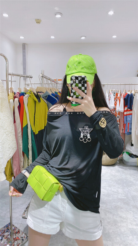 [Dani] Korean loose color matching long sleeved T-shirt aj161# zyh