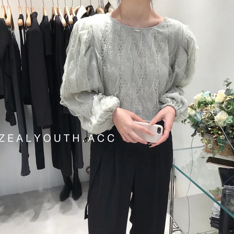 New year in early spring! [zeal youth-2] Korean minority short lace blouse 22024# HBx