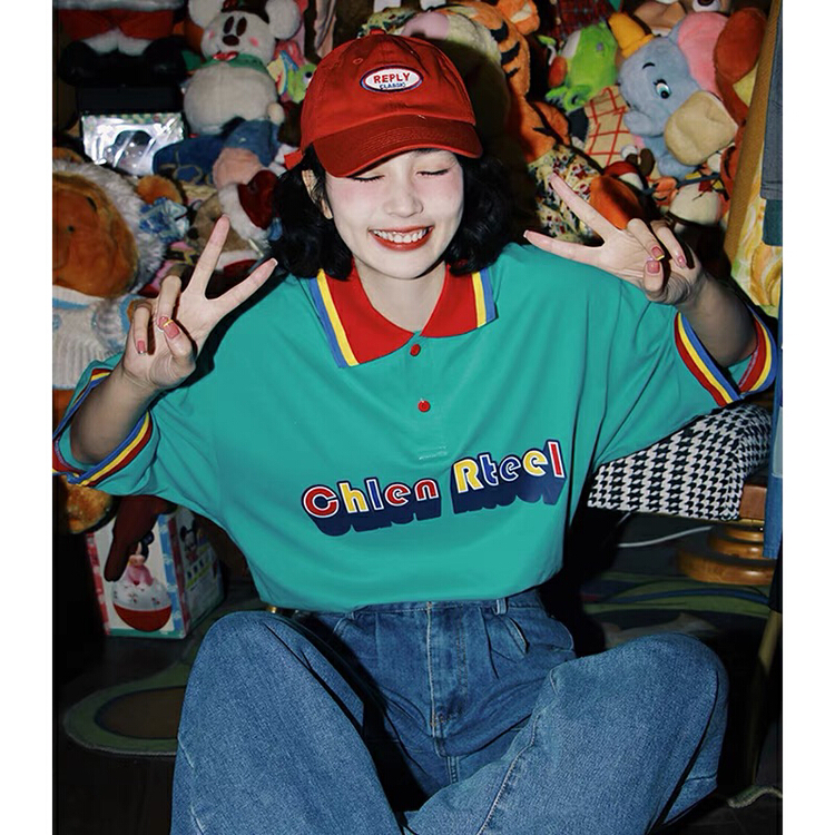 New year in early spring! [lab eeda] loose BF retro casual creative letter polo shirt 2882# ozq