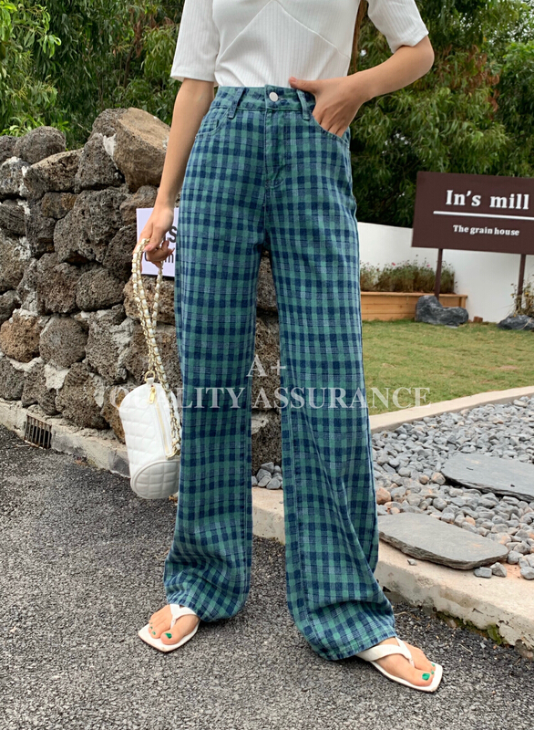 [a +] Vintage Plaid straight jeans 6610# WPL