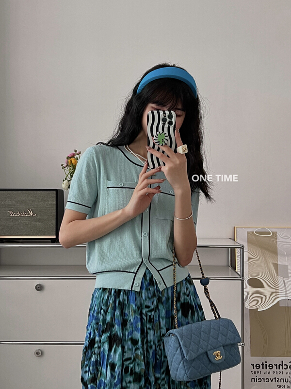 New year in early spring! [one time] Korean version Xiaoxiang color contrast shirt 29100# CLS