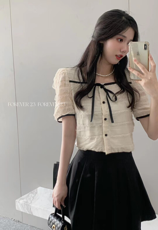 [forever23] fashionable small fragrance color contrast shirt 773# hjy