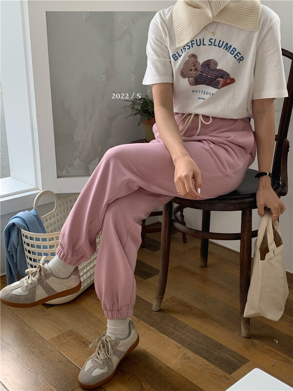 New year in early spring! [o.lucky] high waist solid color legging drawstring casual pants 1362# HBx