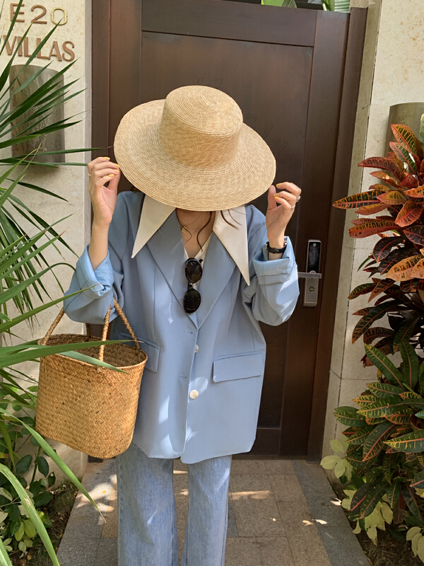 goods in stock! New year in early spring! [thirten thirteen] big brand simple color matching pointed collar suit short coat 5109# XYY