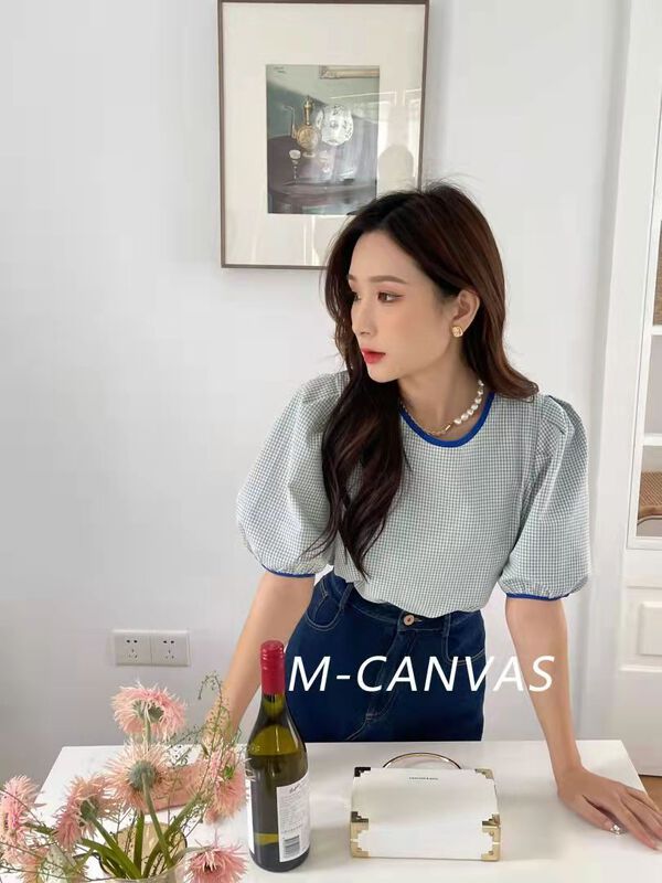 New in early summer! [Mi hang m-canvas] Korean version simple pullover shirt 6792# lwy