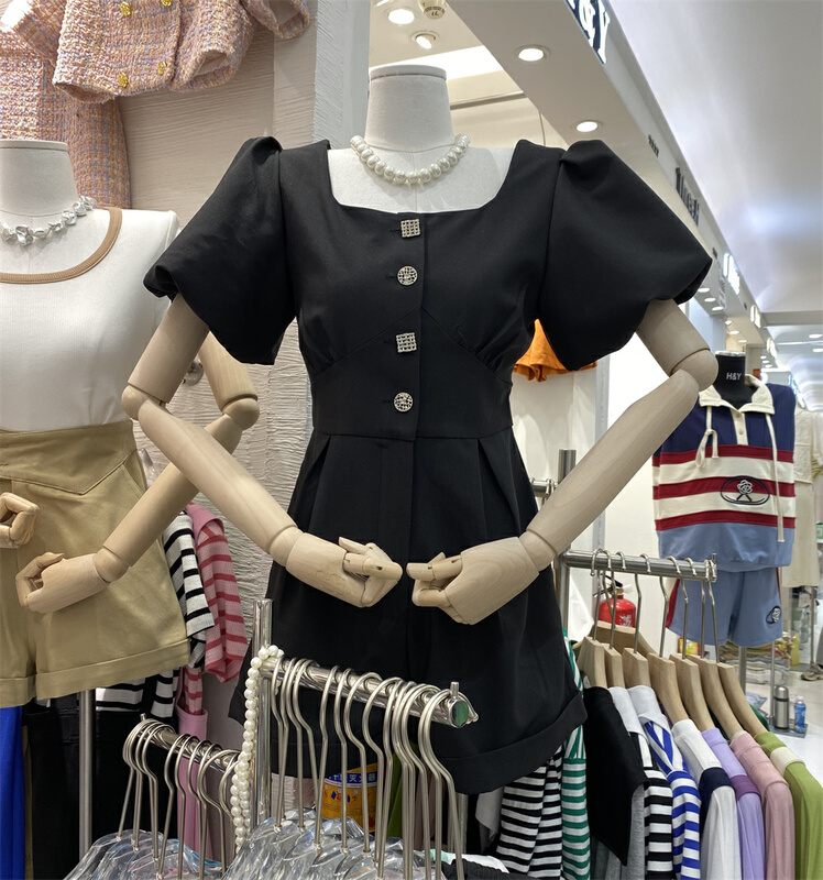 [nice naisier] Korean style square neck bubble sleeve Jumpsuit 8835# XJ