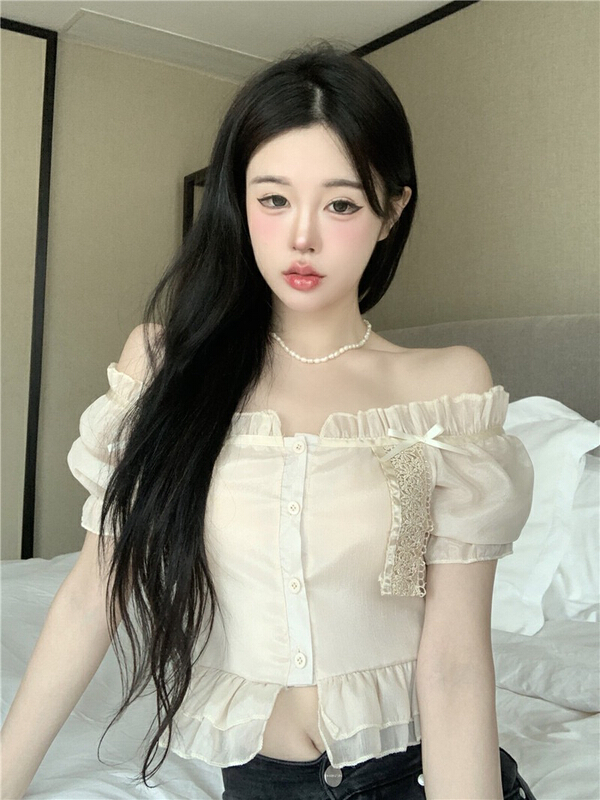 New in early summer! [CTT] design sense square collar wood ear shirt 3310# cqw