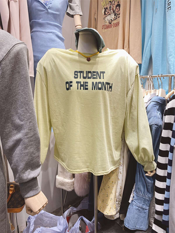 goods in stock! New year in early spring! [sister] Korean Pullover letter printed long sleeve T-shirt 2211# ozq