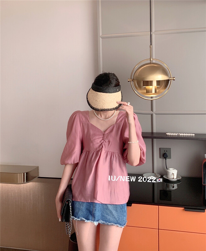 [IU] gentle temperament bubble sleeve blouse 6809# WPL