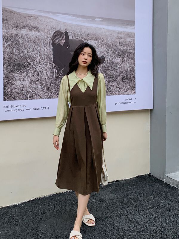 New year in early spring! [Hanna including that] comfortable large lapel shirt + lady temperament suspender skirt suit (with suit) m5213# XJ