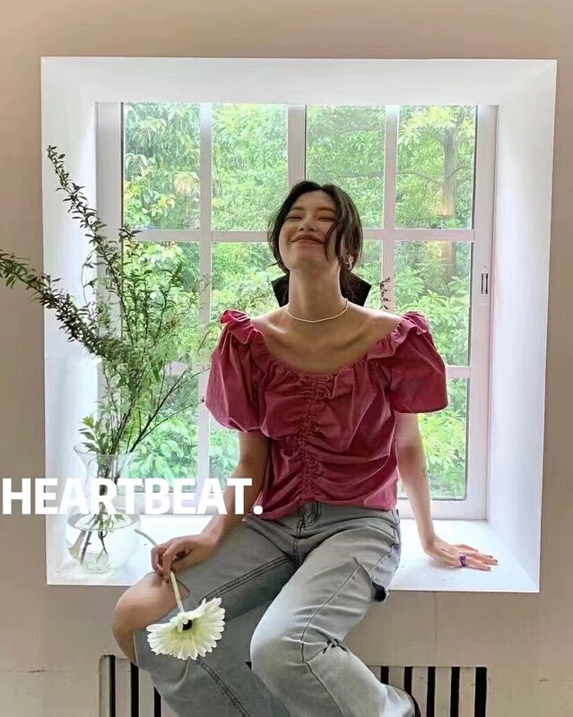 New in early summer! [hearteat] Korean thin wrinkled shirt 5002# HBx
