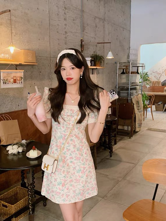 goods in stock! New in early summer! [Kiki studio] small fresh Embroidered Floral Dress 5728# hjy