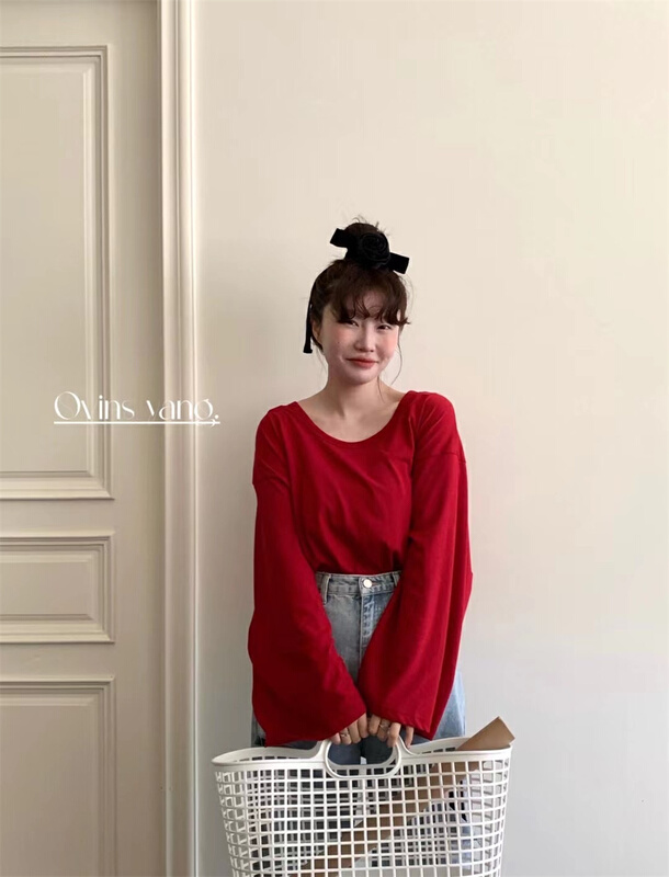 New year in early spring! [ovinsyang] Korean Pullover versatile long sleeve T-shirt 8680# WTT