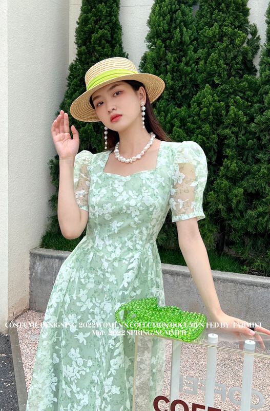 【TABMINI】淑女碎花氣質連衣裙  X19209#  WPL