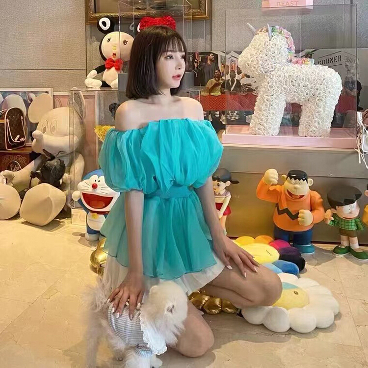 goods in stock! New in early summer! [X.C] one shoulder two sleeved bubble shirt 228# WPL