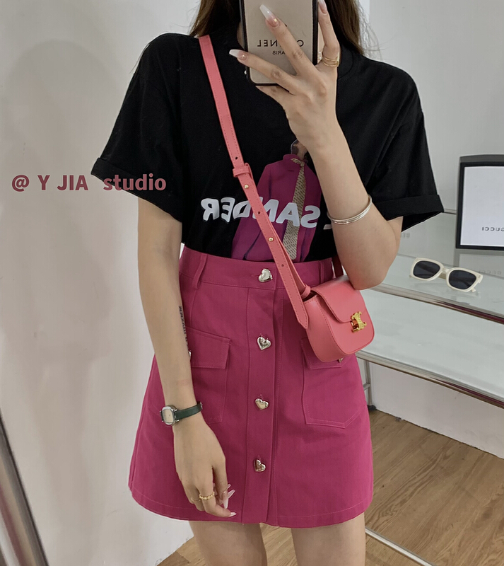 [y.jia Yijia] Abstract portrait printed short sleeved T-shirt + design skirt pants set ys1-5630# PCZ