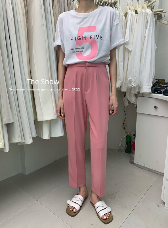 Original price 77.83! New year in early spring! [the show] basic versatile fashion slim nine point trousers 60100-3# CLS