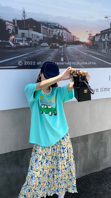 [our] letter print versatile short sleeve T-shirt 9765# LSW