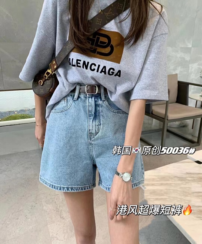 [thgz fairy tale princess] comfortable and versatile simple denim shorts (with belt) 50036# JJ