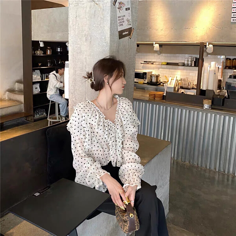 New year in early spring! [MK] wave point temperament lady blouse 3099# hjy