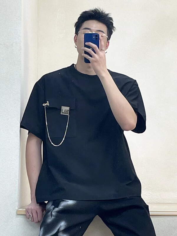 [Tess] Diablo high street style national fashion design sense of minority short sleeve T-shirt (chain can not be disassembled) uucc# ZZL