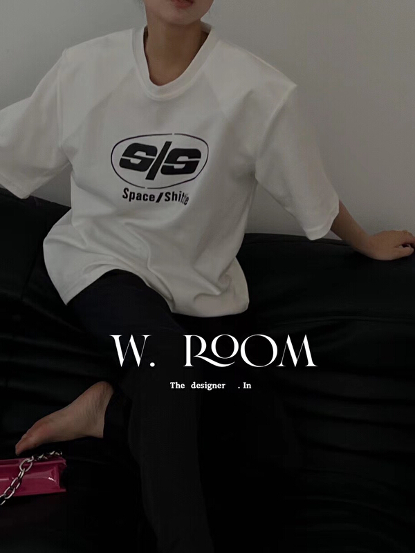 [wroom] casual letter shoulder pad short sleeve T-shirt 1232# zxl
