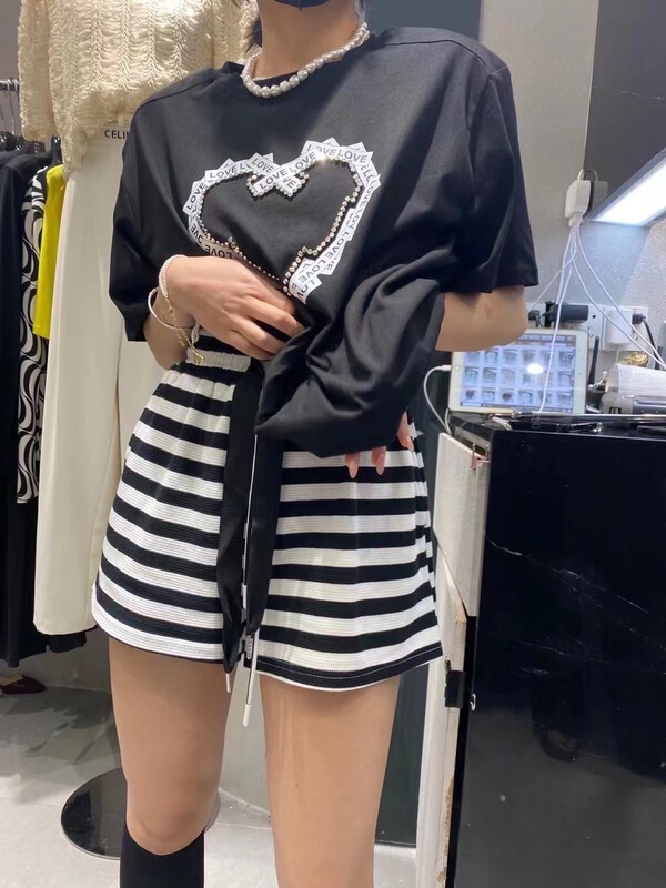[B-O] striped loose fit casual shorts 87272# XYJ