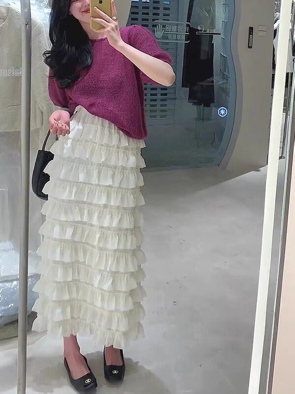 goods in stock! [East room] elastic waist cake layered skirt 9131# WTT