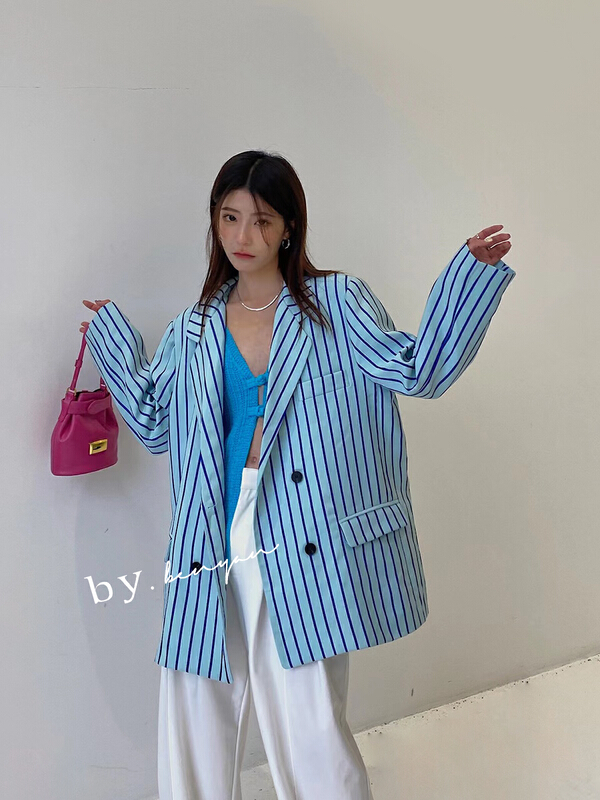 goods in stock! New year in early spring! [benyan] Korean STRIPE Double Breasted suit 7622# zxx