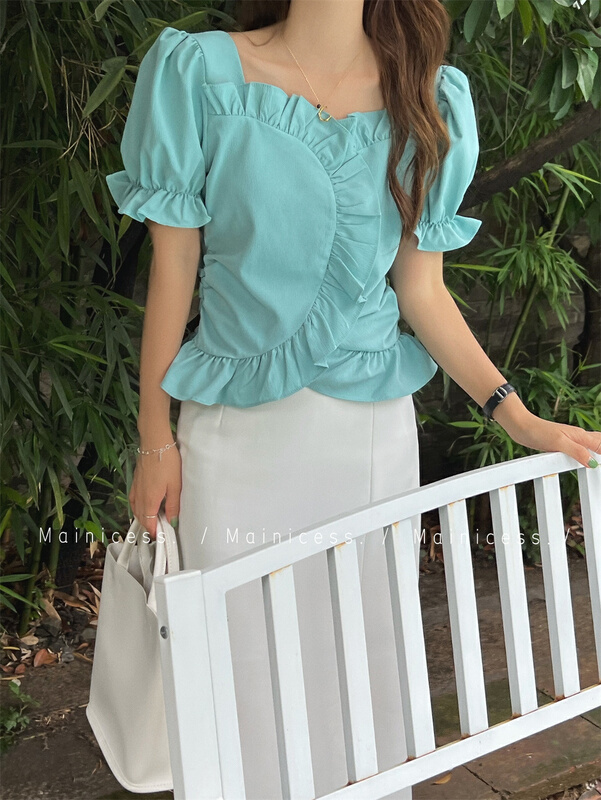[mainicess] Japanese sweet fungus edge versatile blouse 3078# CLS