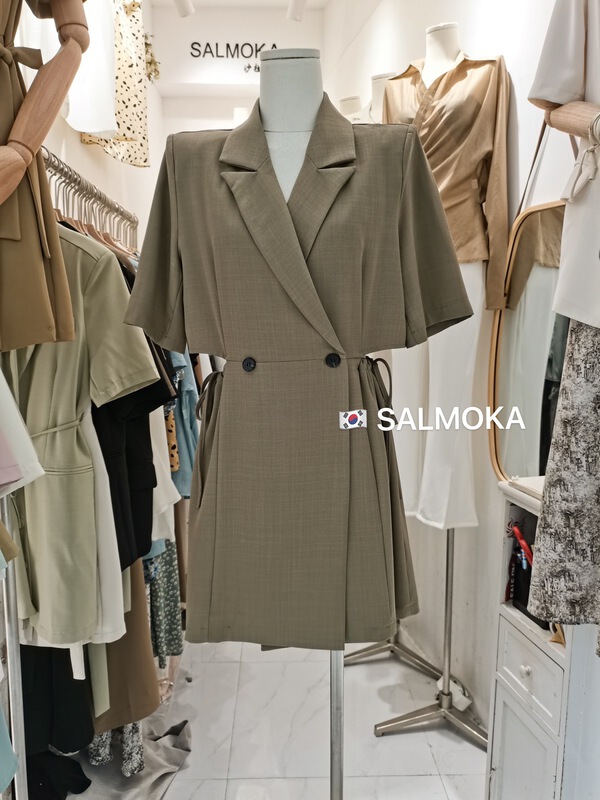 New in early summer! [salmoka] Korean fashion trend design sense short sleeve suit dress 6015# lwy