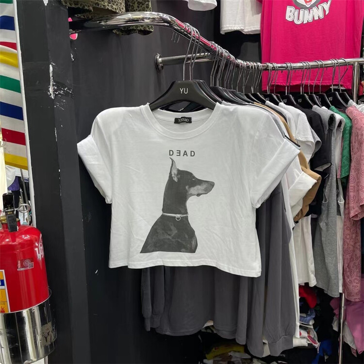 [Yu] Popular Dog Print short sleeve T-shirt 12366# cqw