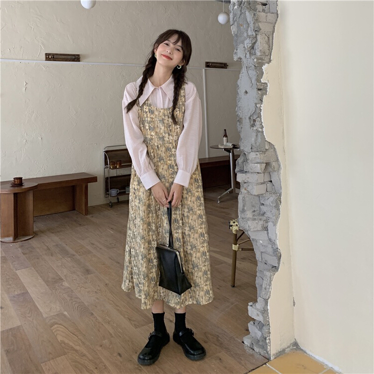 早春上新!【及時雨】甜美氣質碎花寬鬆顯瘦背心連衣裙(不含內搭)  07223#  JHY