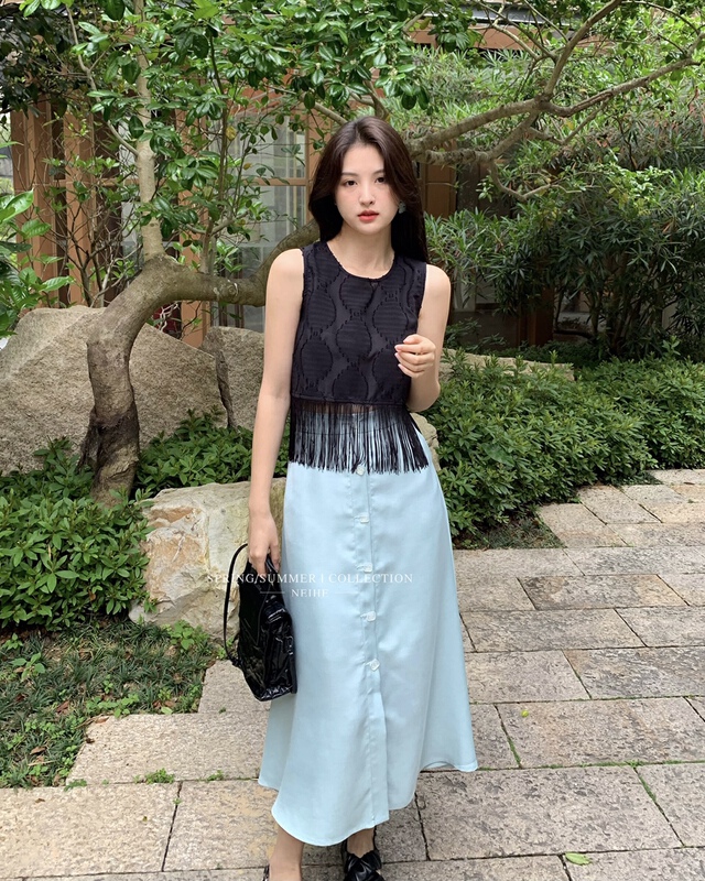 [neihe] fashion solid color medium length skirt 11523# zxx