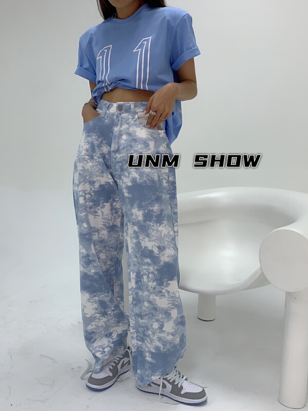 New year in early spring! [unm-show] Korean tie dyed comfortable jeans 1219# WTT