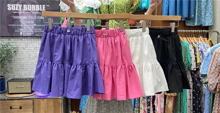 New in early summer! [N21] Korean elastic waist A-line skirt 6815# WPL