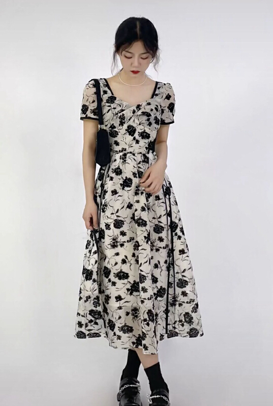 [jun.t] French design Chinese classical mid length dress 5821# PCZ