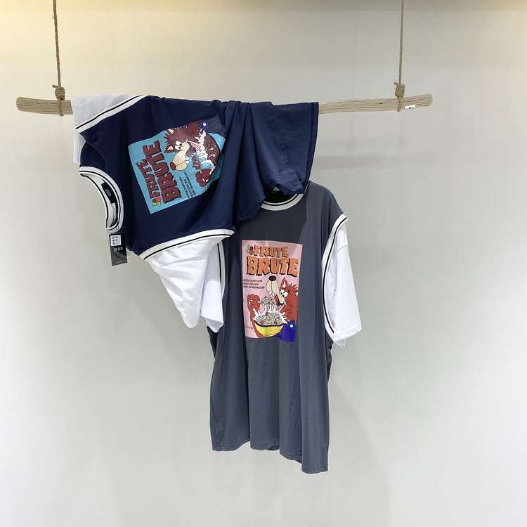 [just soso] Korean fashion fake two short sleeved T-shirt 6959# CLS