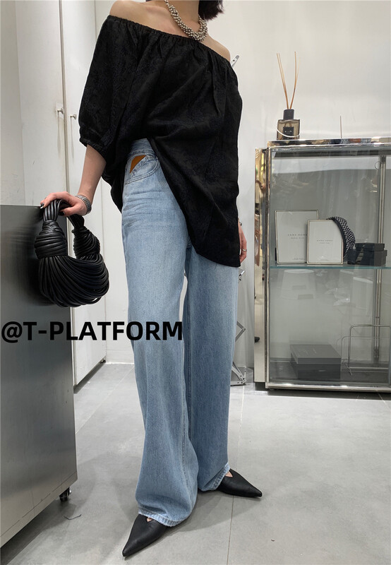 [t-platform] Korean straight wide leg versatile jeans 8351\zxx