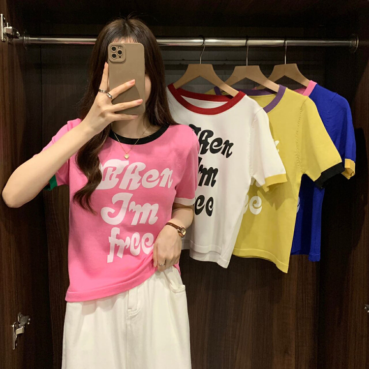 [f · P] letter fashion versatile T-shirt 3559# HBx